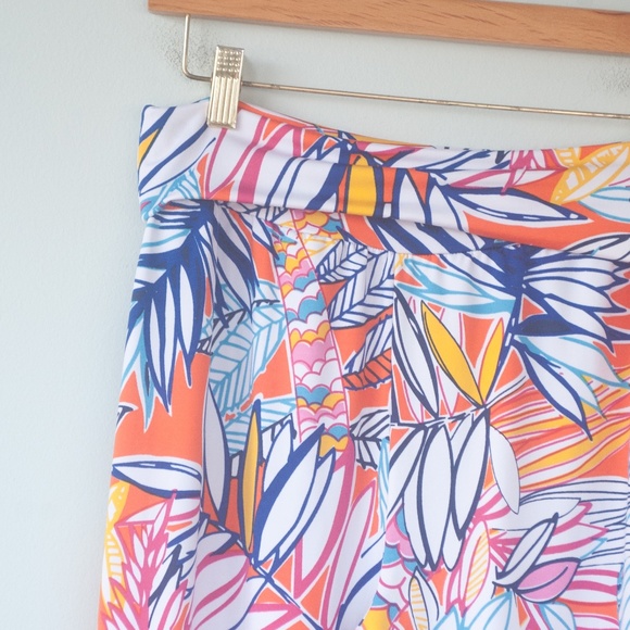 Buckhead Betties Orange Tropical Palm Print Casual Beach Palazzo Pants - Picture 4 of 9